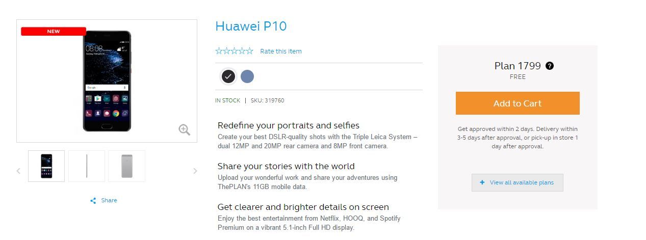 Huawei P10 Globe Postpaid