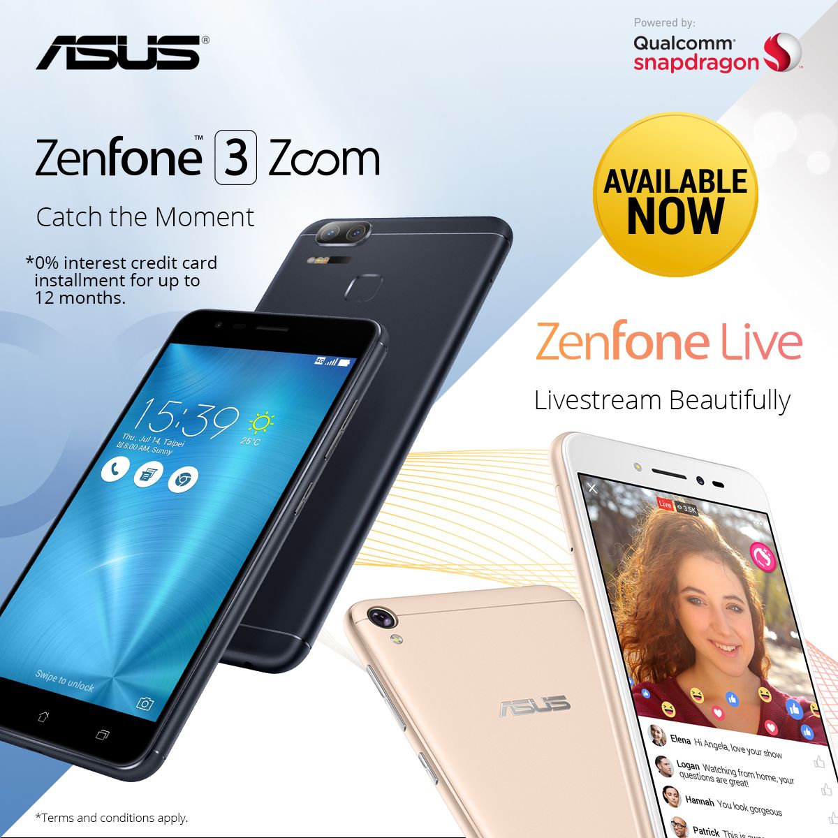 ZenFone 3 Zoom ZenFone Live Available Now