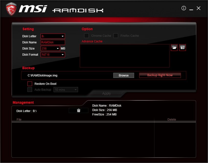 MSI RAMDISK