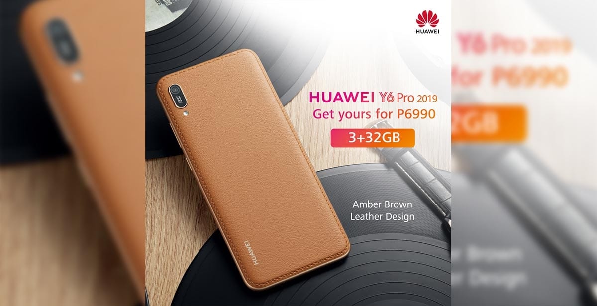 Y6 Pro 2019 Amber Brown Leather Design Cover