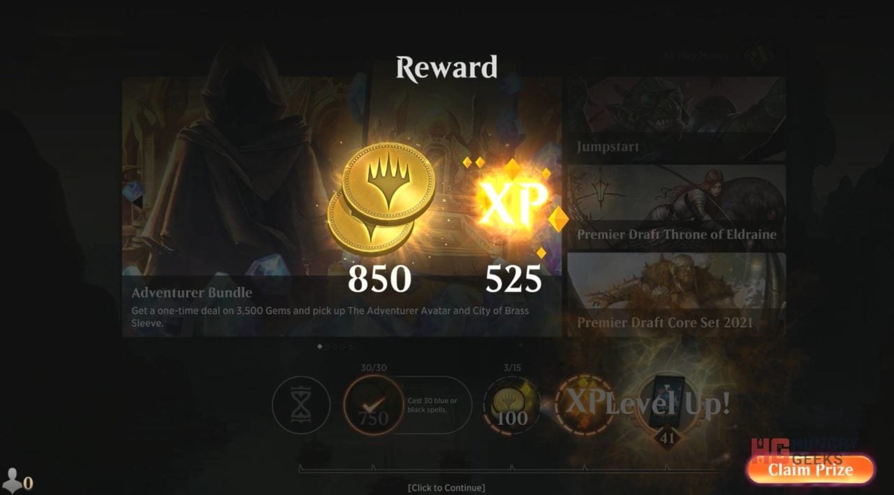 MTG Arena Rewards Gold for completing daily quests