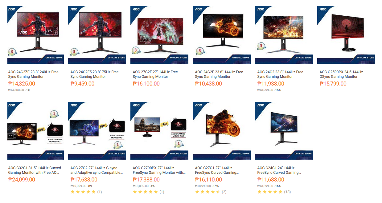 AOC Gaming G2 Series Preorder Pricing