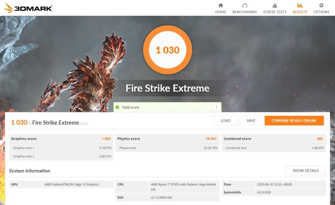 Huawei Matebook D14 Fire Strike Extreme