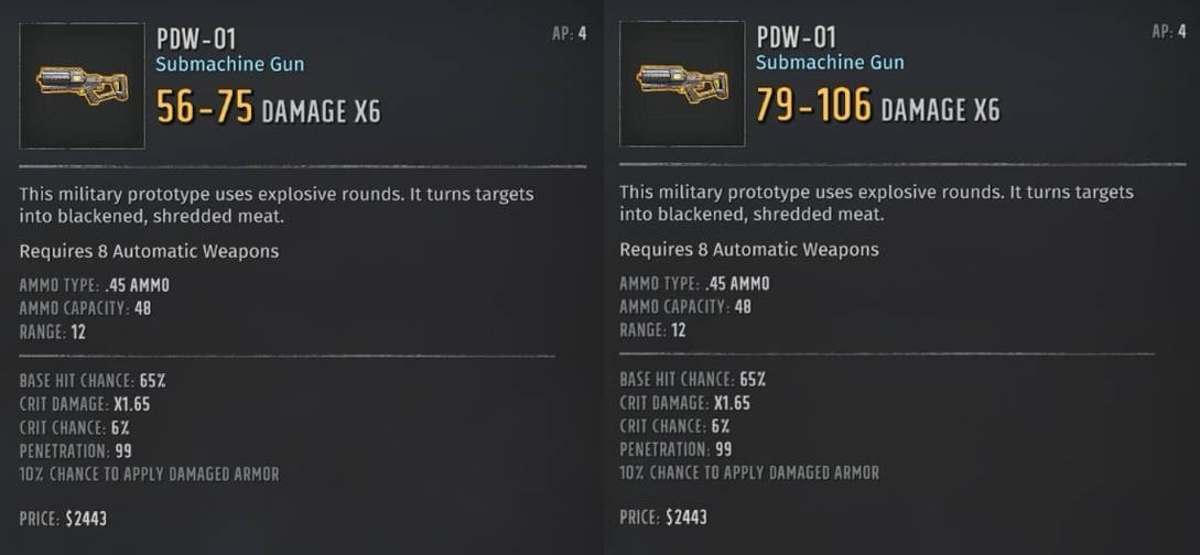 PDW-01 Stat Comparison