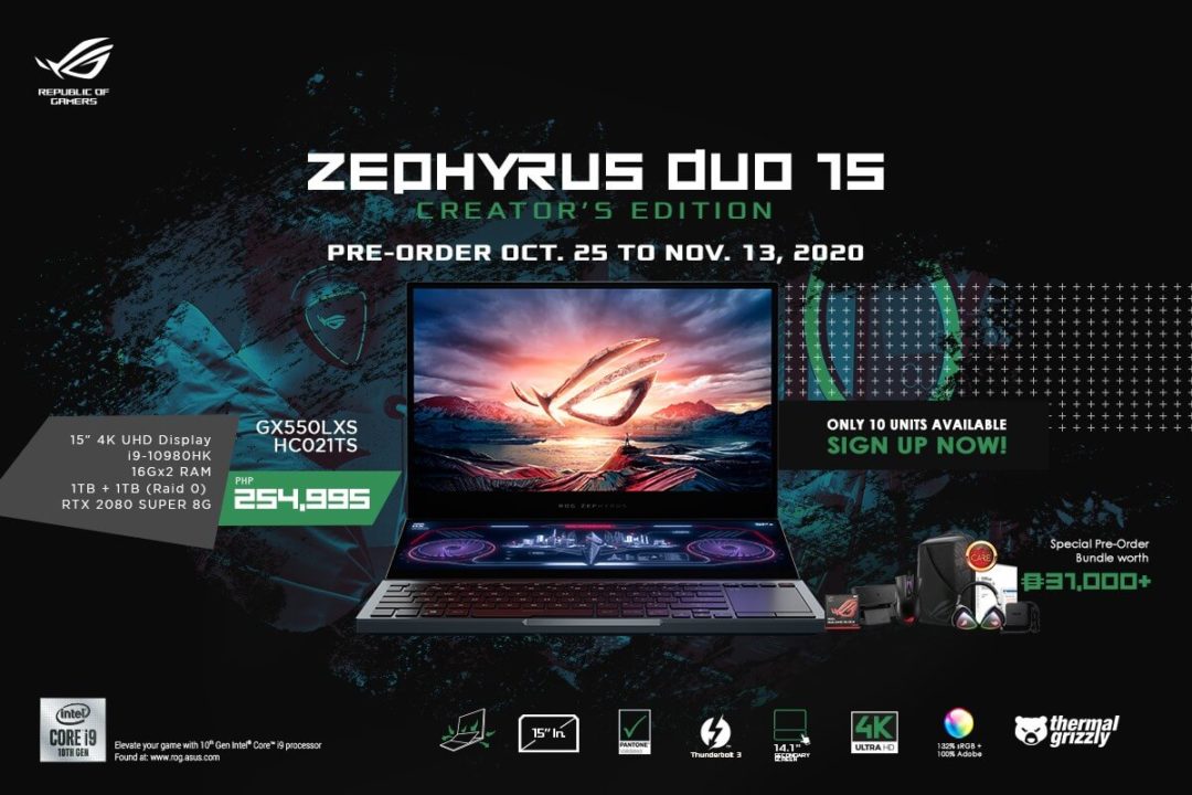 ROG Zephyrus Duo 15 Creator’s Edition Pricing & Availability