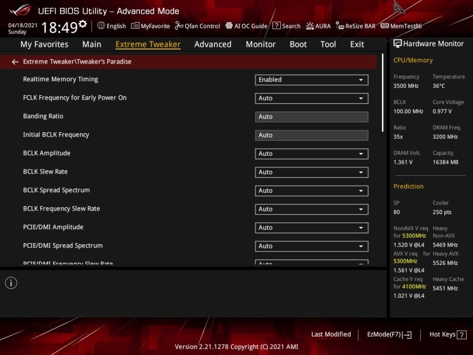 ASUS ROG Maximus XIII Extreme BIOS UEFI 9