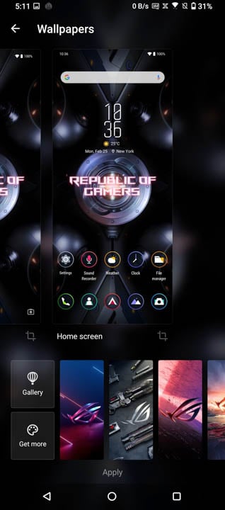 ASUS ROG Phone 5 UI 6