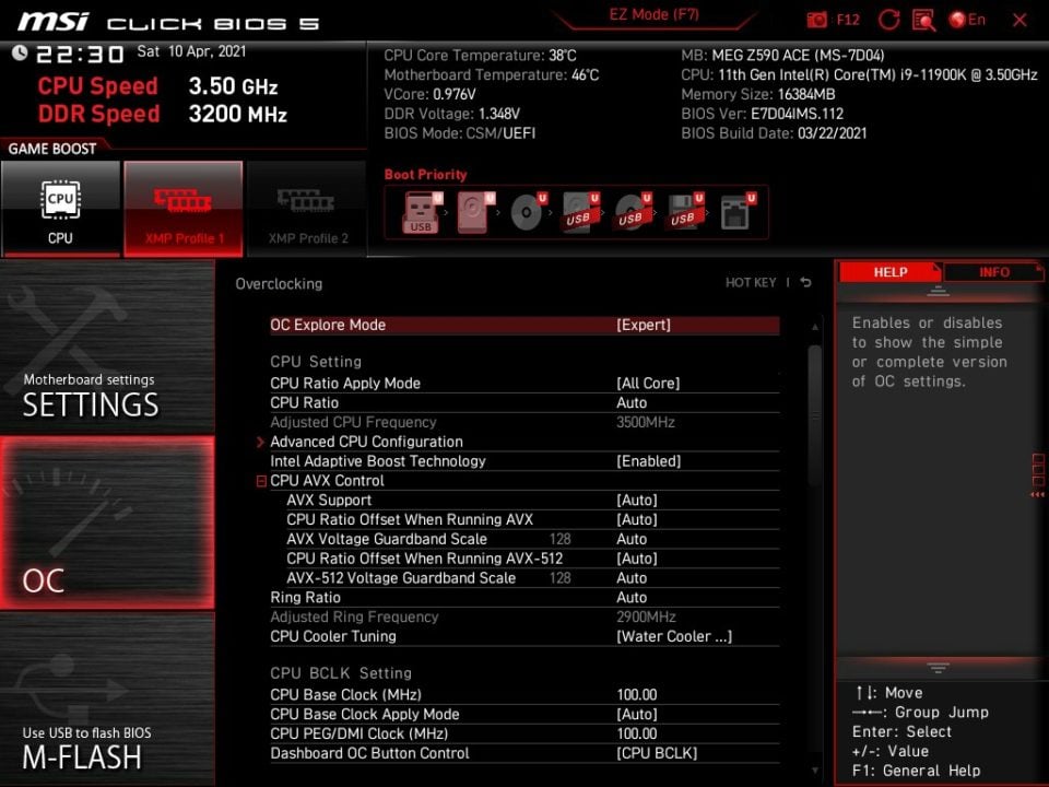 MSI MEG Z590 Ace BIOS 4