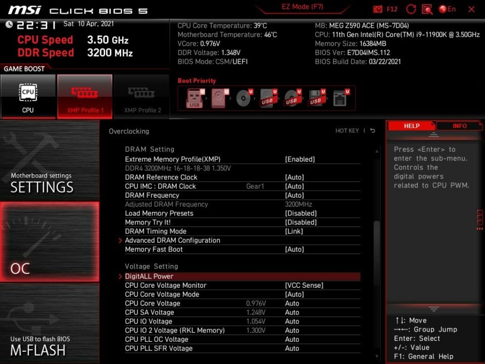 MSI MEG Z590 Ace BIOS 6