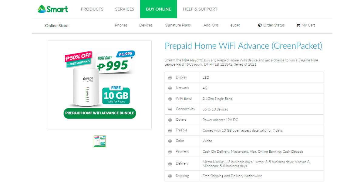 Smart Prepaid WiFI 50 Off July 15