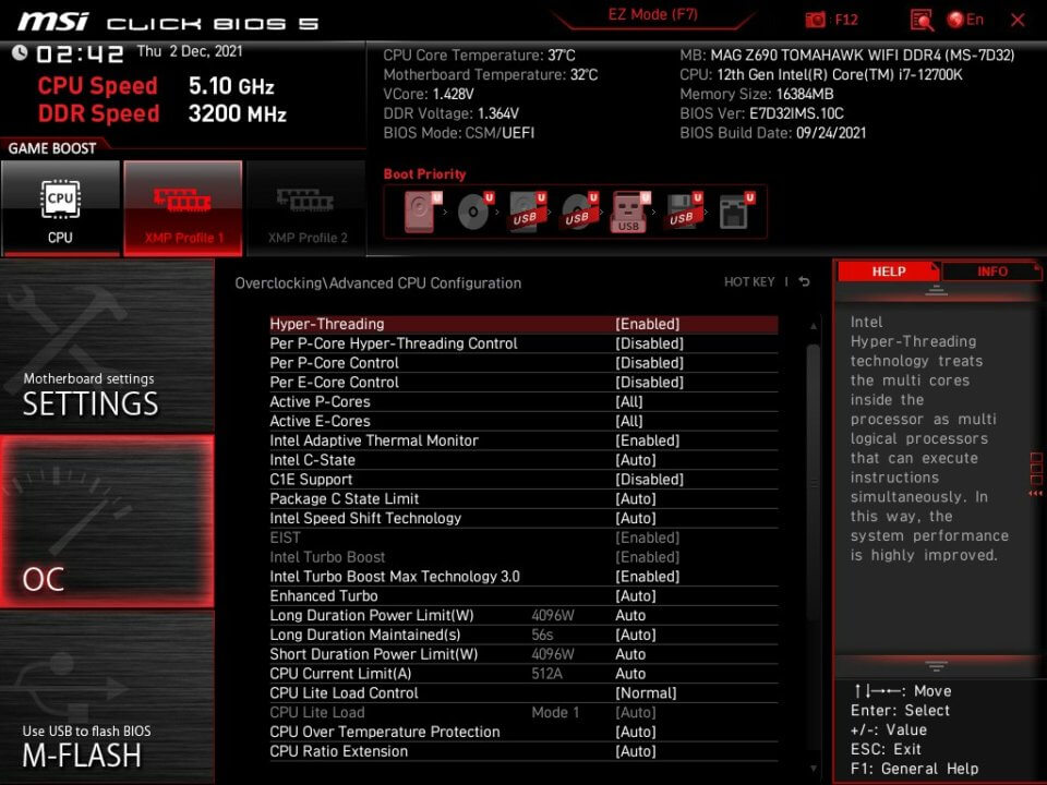 MSI MAG Z690 Tomahawk WiFI DDR4 BIOS 12