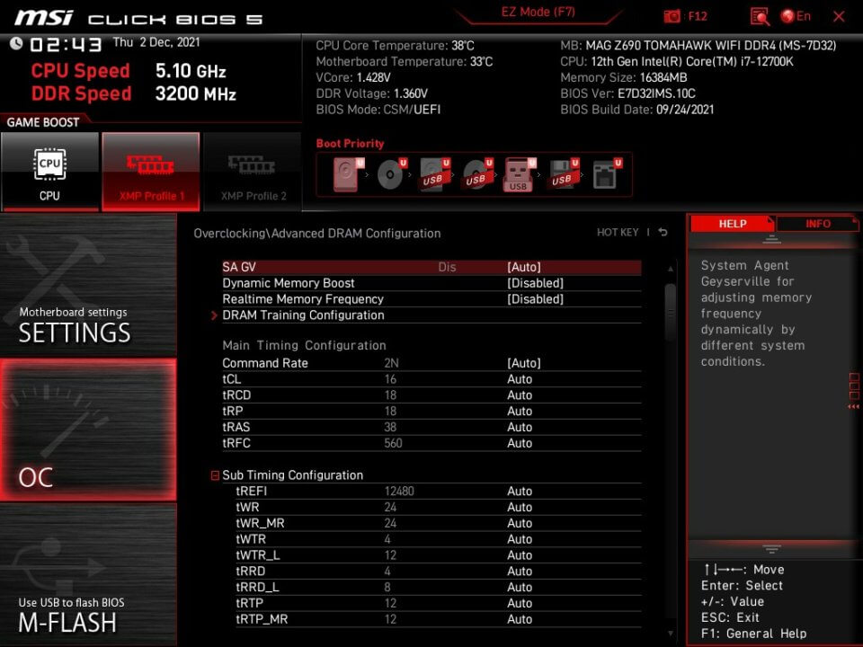 MSI MAG Z690 Tomahawk WiFI DDR4 BIOS 16