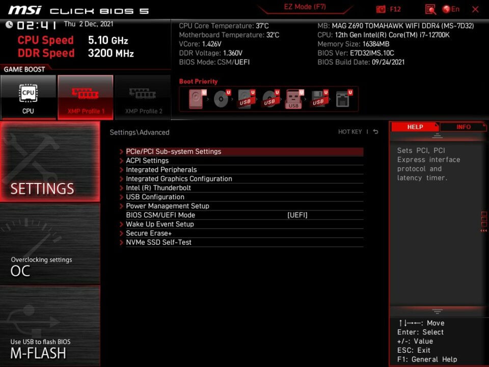 MSI MAG Z690 Tomahawk WiFI DDR4 BIOS 2