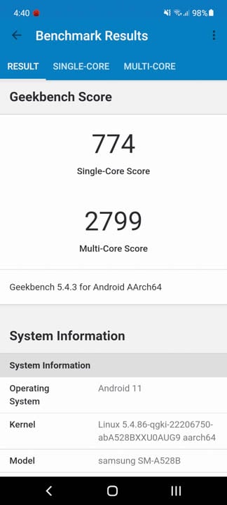 Samsung Galaxy A52s 5G Benchmarks 2