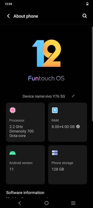 vivo Y76 5G UI 7