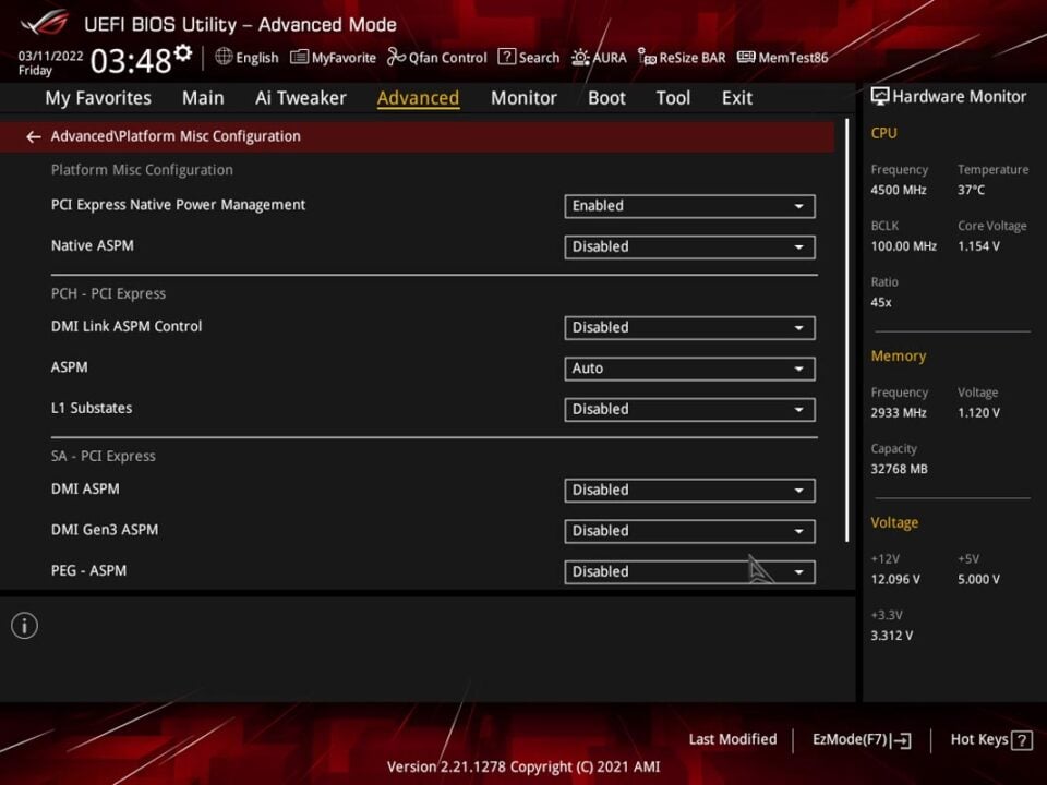 ASUS ROG Strix B660 F Gaming WiFi Review BIOS 10