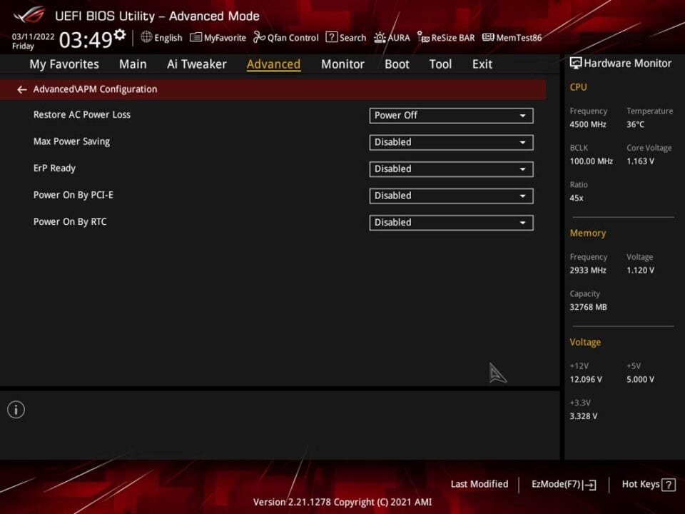 ASUS ROG Strix B660 F Gaming WiFi Review BIOS 22