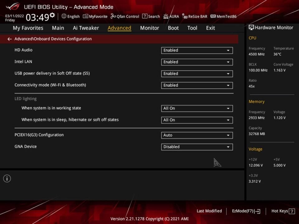 ASUS ROG Strix B660 F Gaming WiFi Review BIOS 23