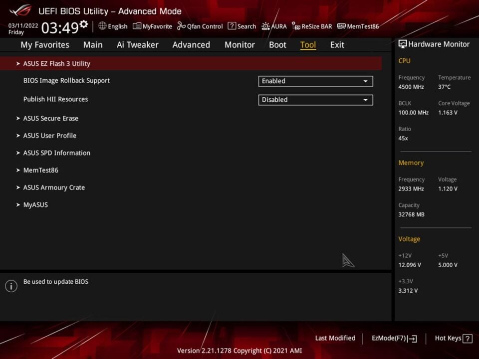 ASUS ROG Strix B660 F Gaming WiFi Review BIOS 28