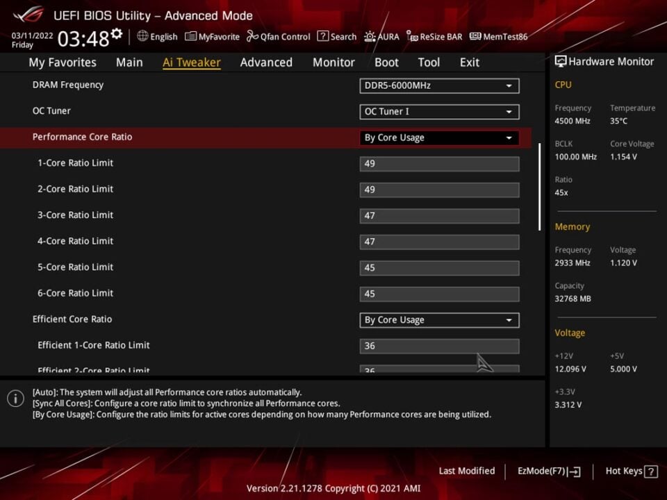 ASUS ROG Strix B660 F Gaming WiFi Review BIOS 3