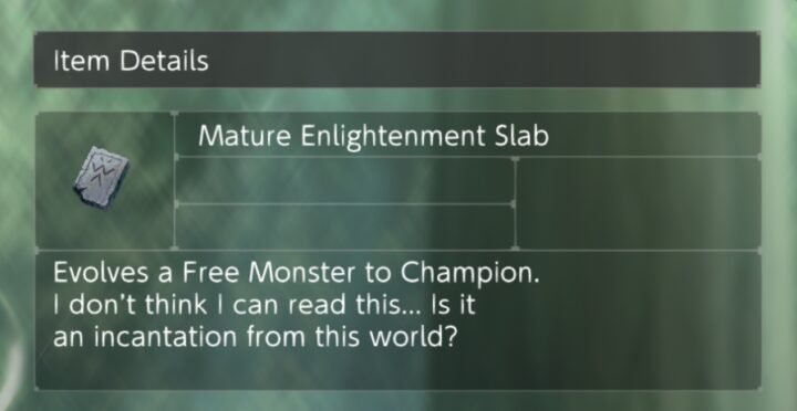 Digimon Survive Mature Enlightenment Slab Item Description