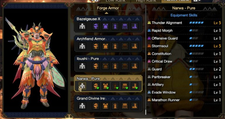 MHR Sunbreak Narwa Pure Armor Set