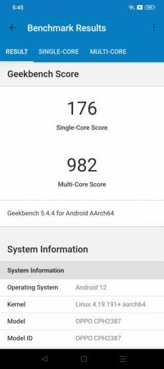 OPPO A57 2022 Benchmarks 2