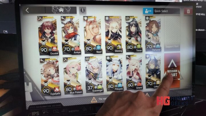 Playing Arknights on the ASUS Zenscreen Ink MB14AHD