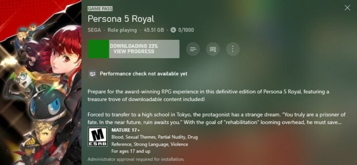 Xbox Game Pass Persona 5 Royal
