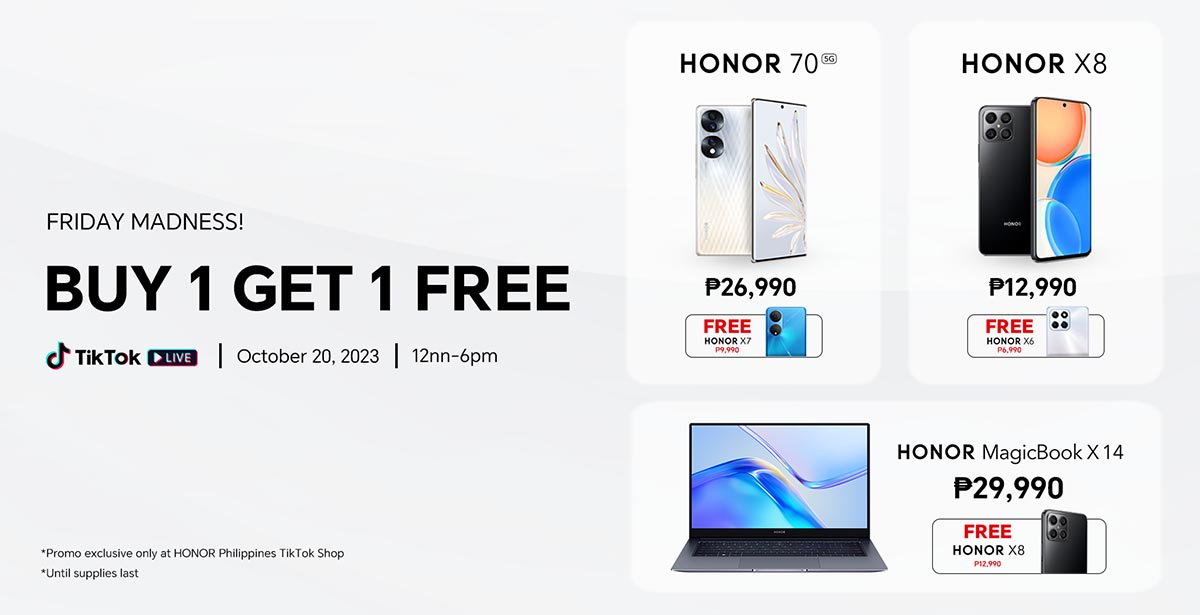 HONOR TikTok Friday Madness Buy 1 Get 1 Free Promo   Cover