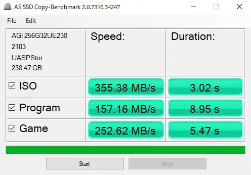 AS SSD Copy Benchmark