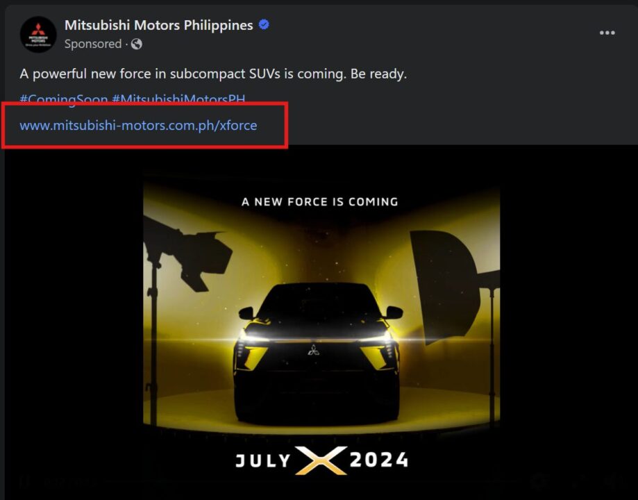 Mitsubishi XForce Teaser Post