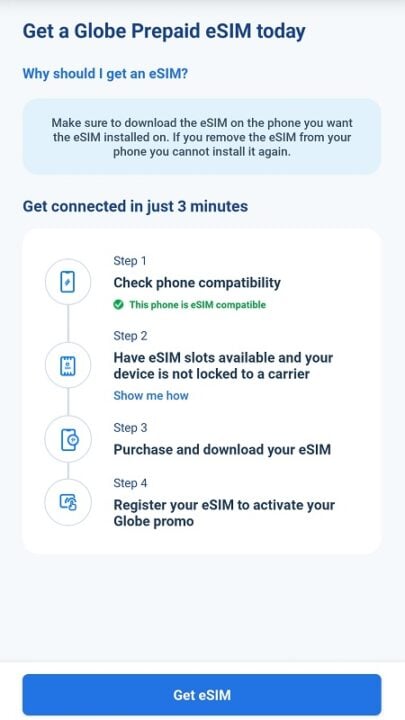 Globe Prepaid eSIM Conversion 1