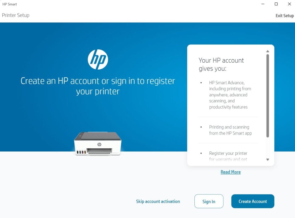 Create an HP account