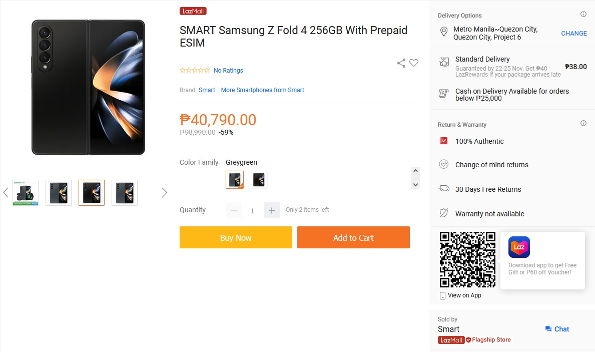 Smart Samsung GalaxyZ Fold 4 256GB Sale Lazada 1