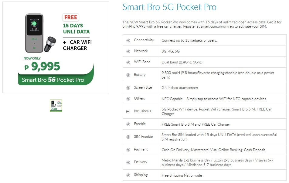 New Smart Bro 5G Pocket Pro 2