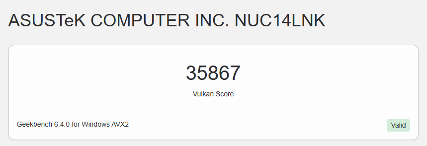 Geekbench 6 GPU Vulkan