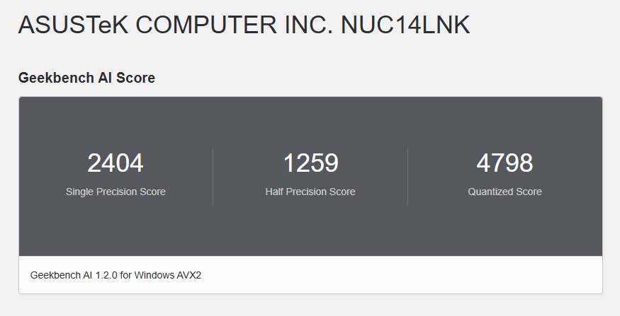 Geekbench AI ONNX CPU