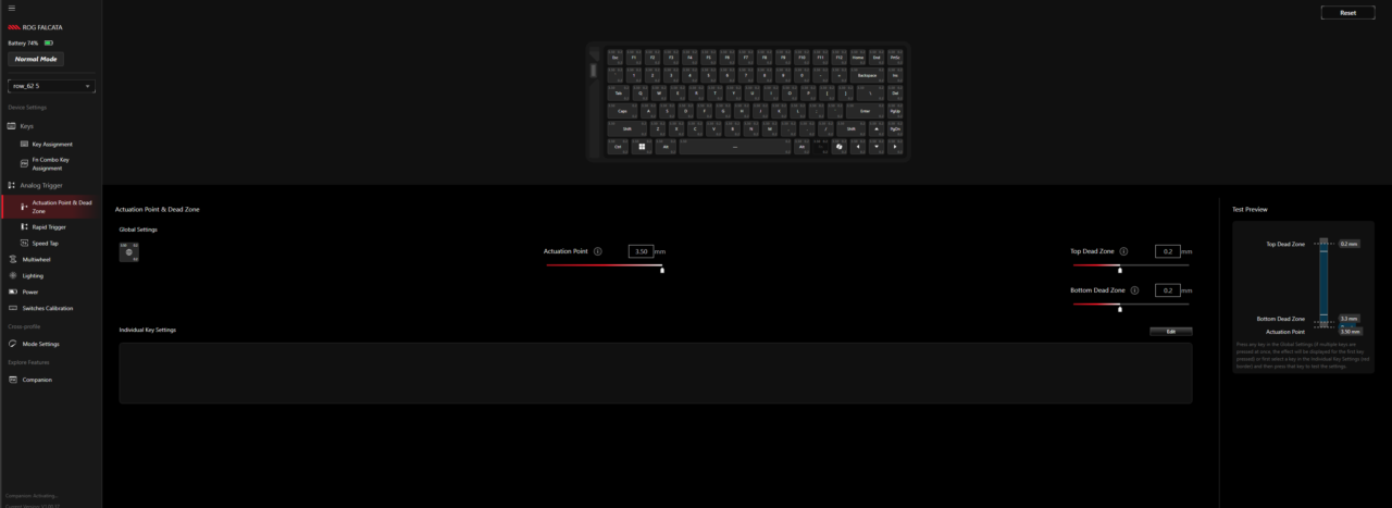 ROG Falcata Actuation Point Editor